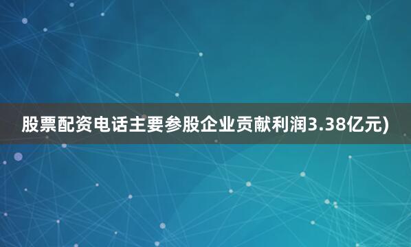 股票配资电话主要参股企业贡献利润3.38亿元)